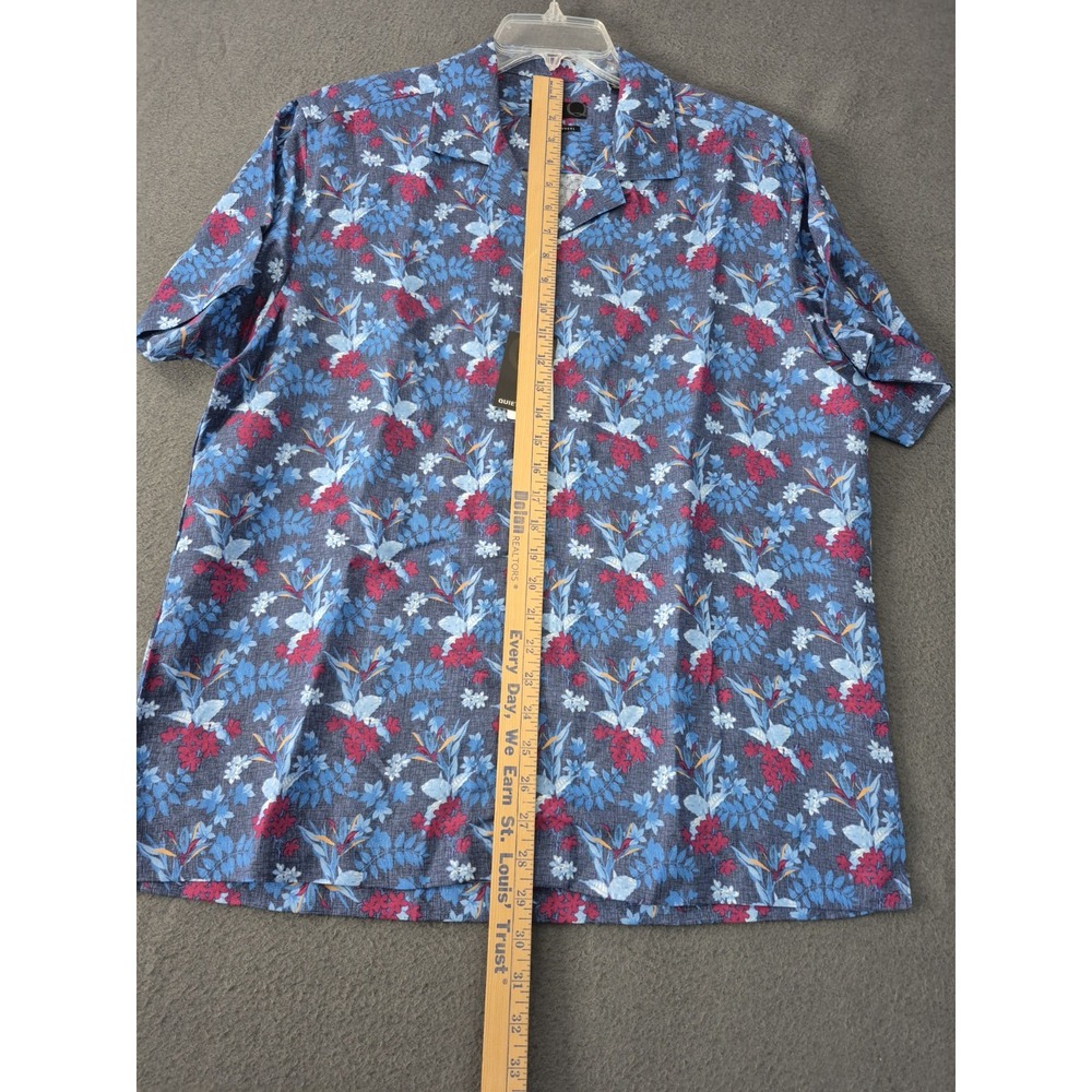 Quieti Mens Linen Tencel Camp Collar Floral Tropical Shirt Size L Blue NWT $110 - Picture 5 of 12